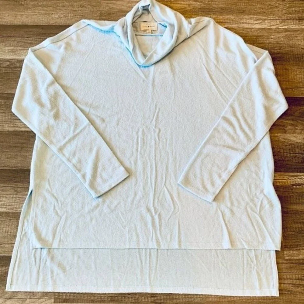 Lucky Brand light blue sweater women  turtleneck long sleeve tunic size M boho - Picture 8 of 9